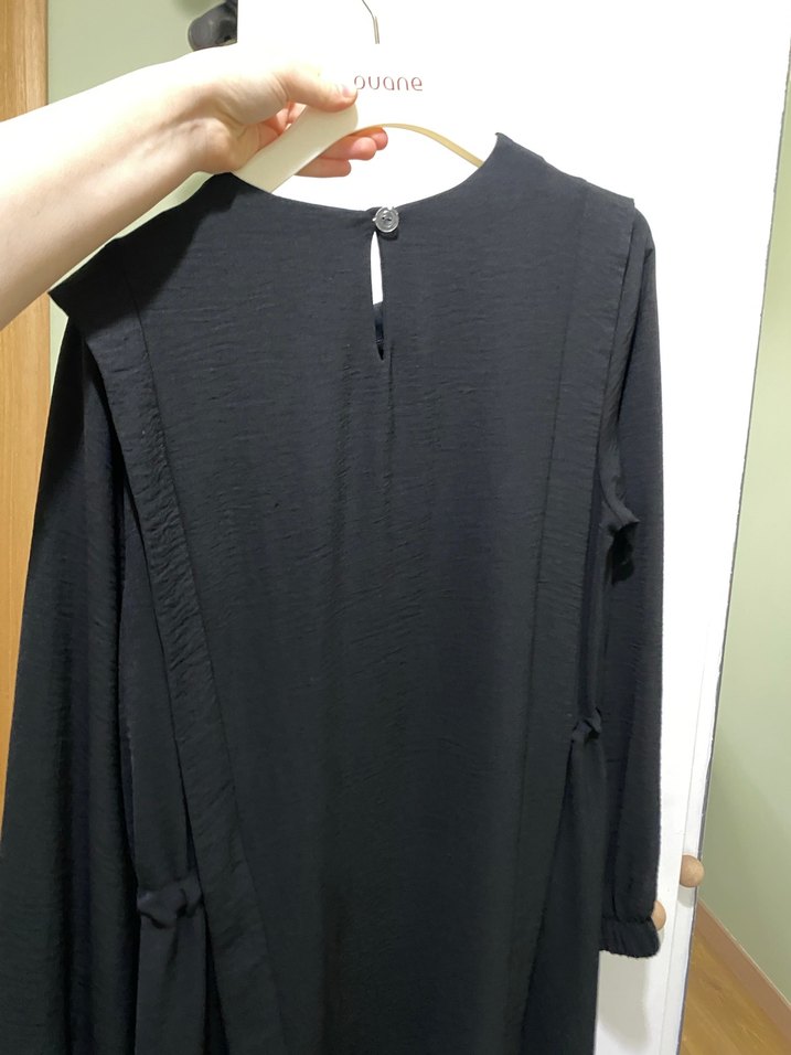 Uzun Siyah Salaş Kadın Elbise - Görsel 4