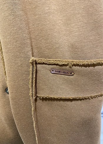 Bej Süet Düğmeli Uzun Kadın Kaban - Görsel 3