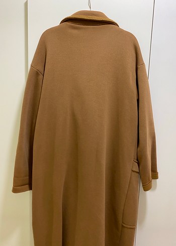 Bej Süet Düğmeli Uzun Kadın Kaban - Görsel 7