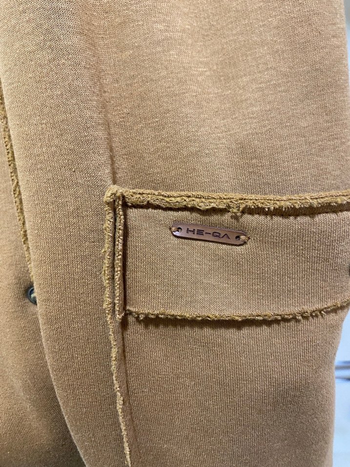 Bej Süet Düğmeli Uzun Kadın Kaban - Görsel 3