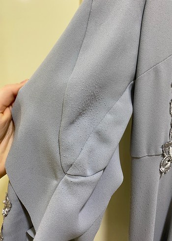 Nakışlı Gri Uzun Abiye Elbise - Görsel 9