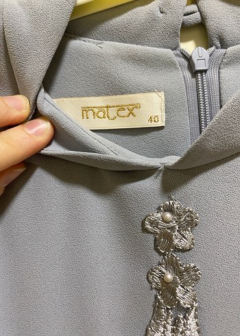 Nakışlı Gri Uzun Abiye Elbise - Görsel 4