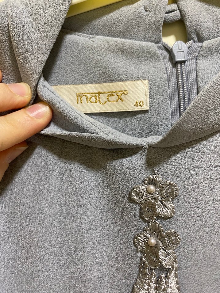 Nakışlı Gri Uzun Abiye Elbise - Görsel 4