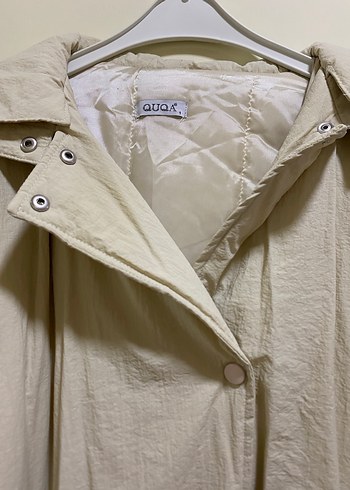 Düğmeli Bek Keten Midi Kadın mont - Görsel 2