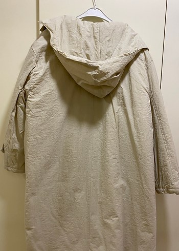 Düğmeli Bek Keten Midi Kadın mont - Görsel 7