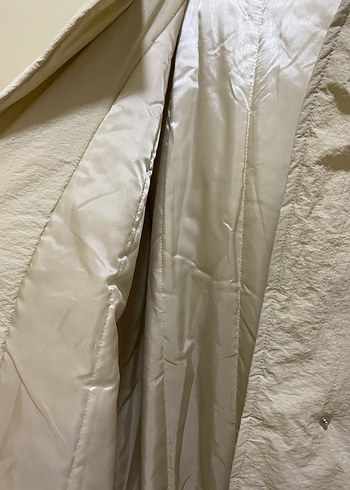 Düğmeli Bek Keten Midi Kadın mont - Görsel 9