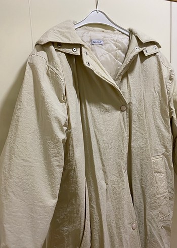 Düğmeli Bek Keten Midi Kadın mont - Görsel 5