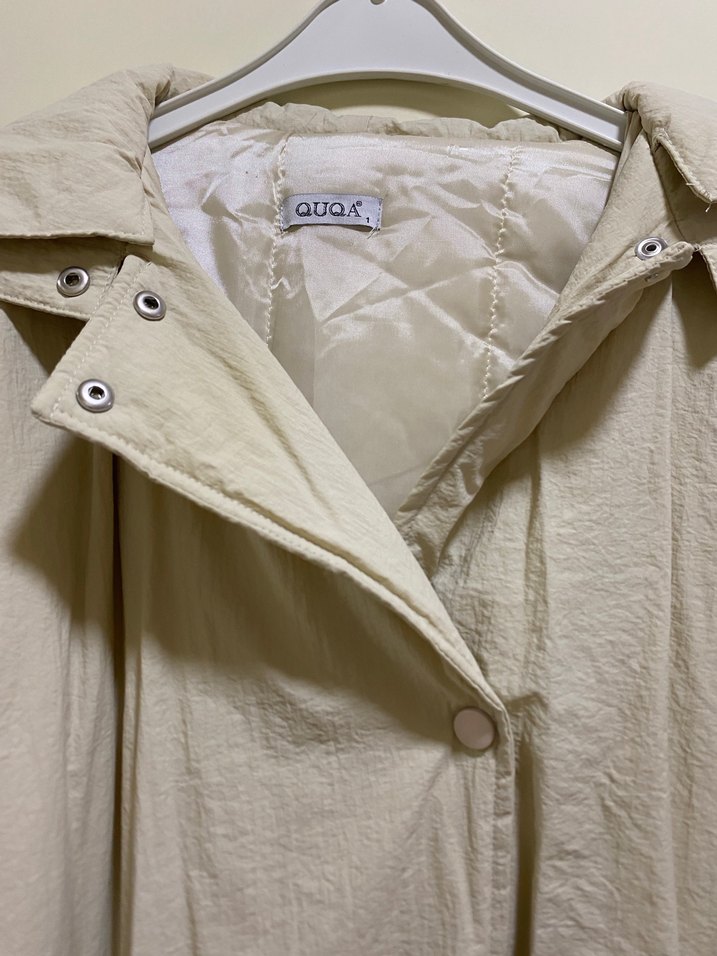 Düğmeli Bek Keten Midi Kadın mont - Görsel 2