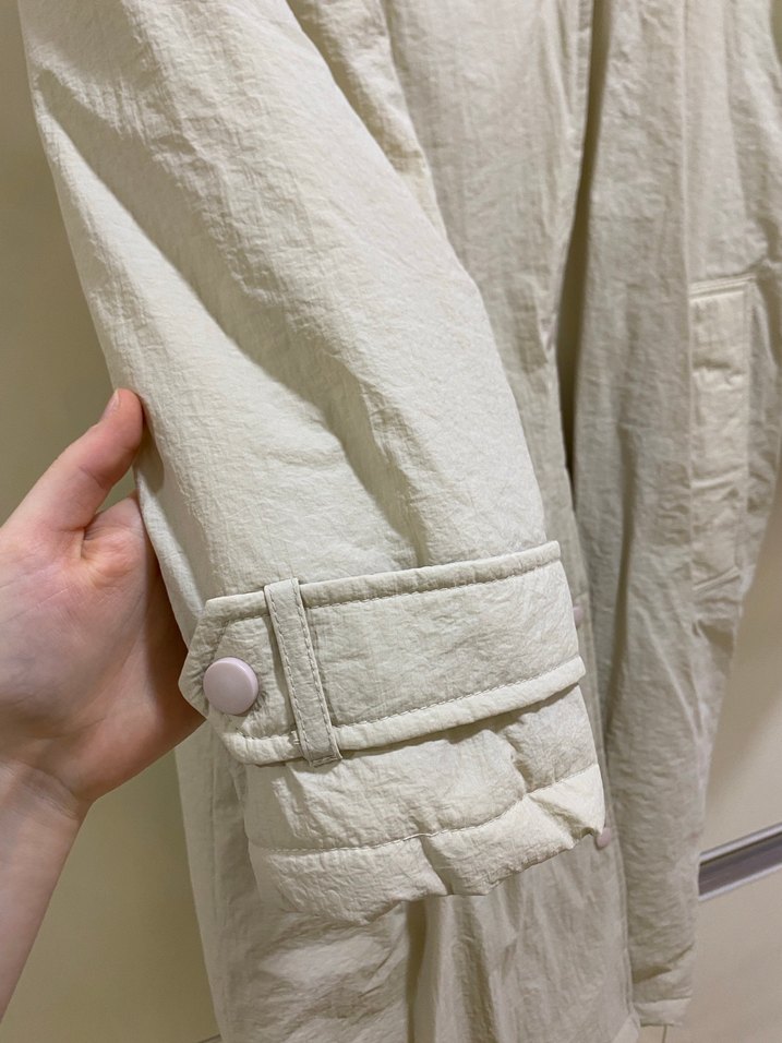 Düğmeli Bek Keten Midi Kadın mont - Görsel 3