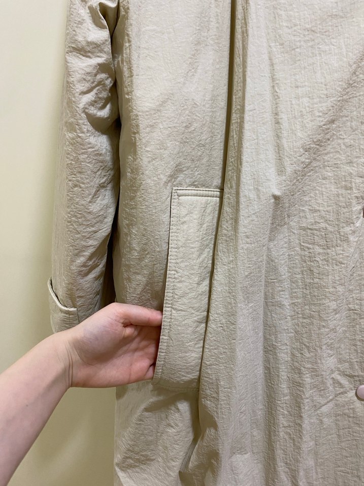 Düğmeli Bek Keten Midi Kadın mont - Görsel 4