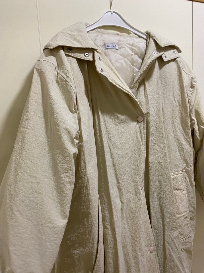 Düğmeli Bek Keten Midi Kadın mont - Görsel 5