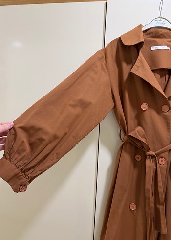 Kemerli Uzun kiremit  Trençkot - Görsel 3