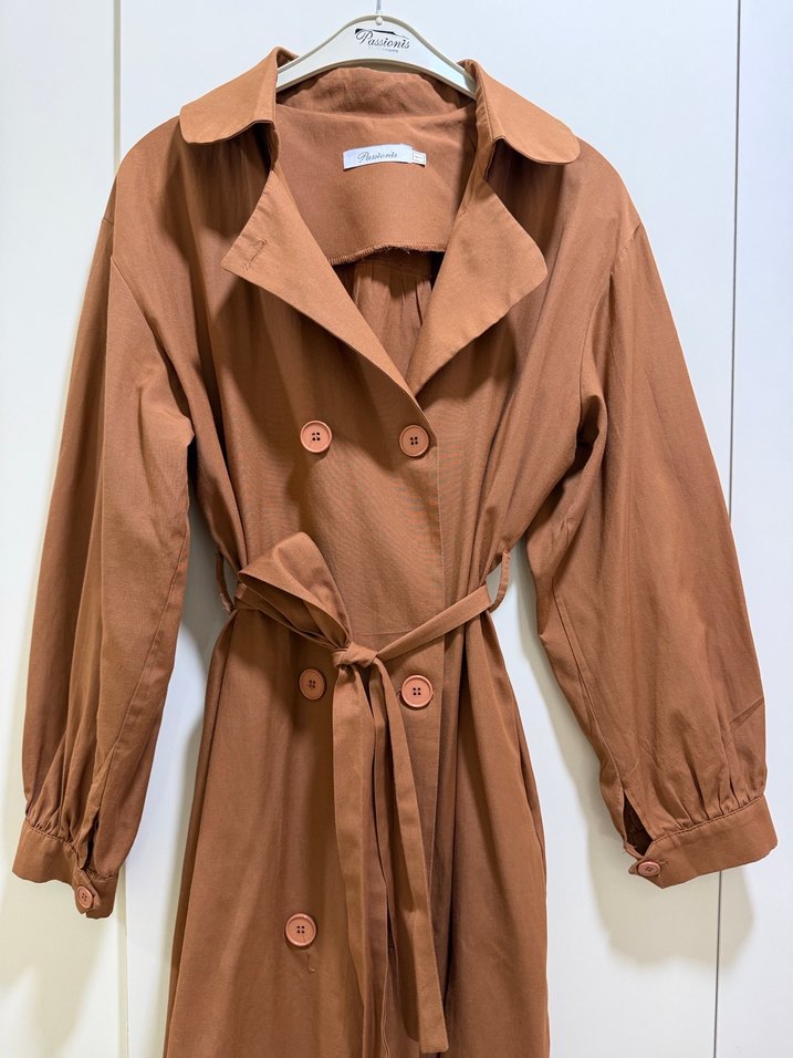 Kemerli Uzun kiremit  Trençkot - Görsel 2