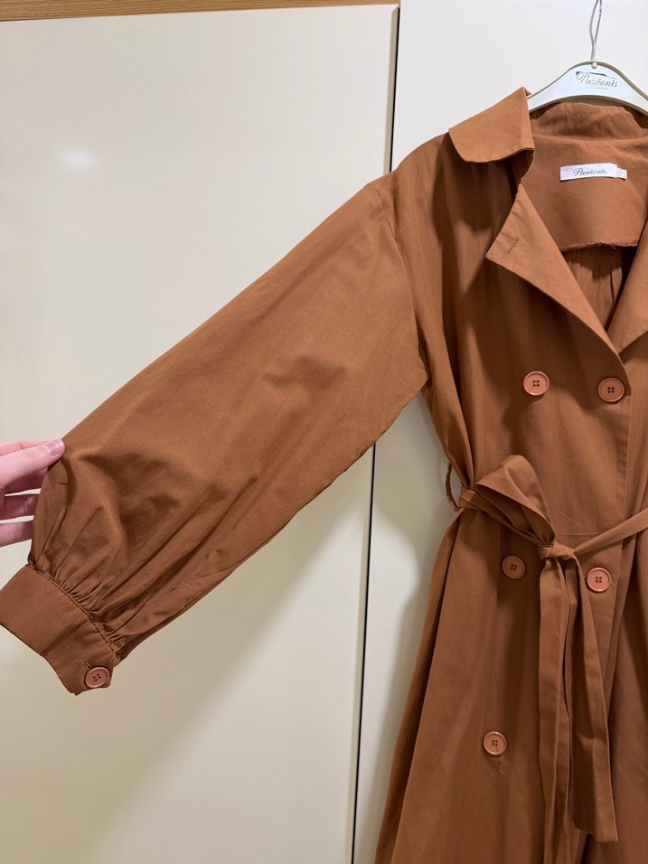 Kemerli Uzun kiremit  Trençkot - Görsel 3