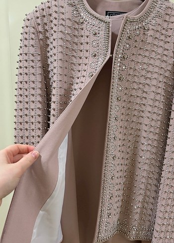 Gül kurusu Uzun Triko Kadın Elbise - Görsel 3