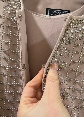 Gül kurusu Uzun Triko Kadın Elbise - Görsel 8