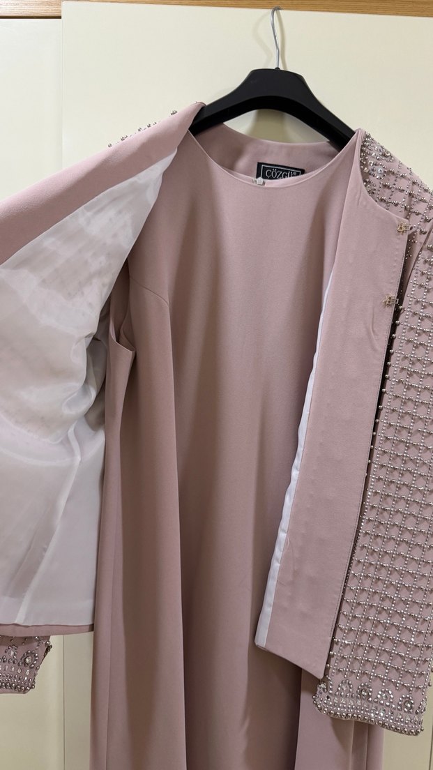 Gül kurusu Uzun Triko Kadın Elbise - Görsel 4