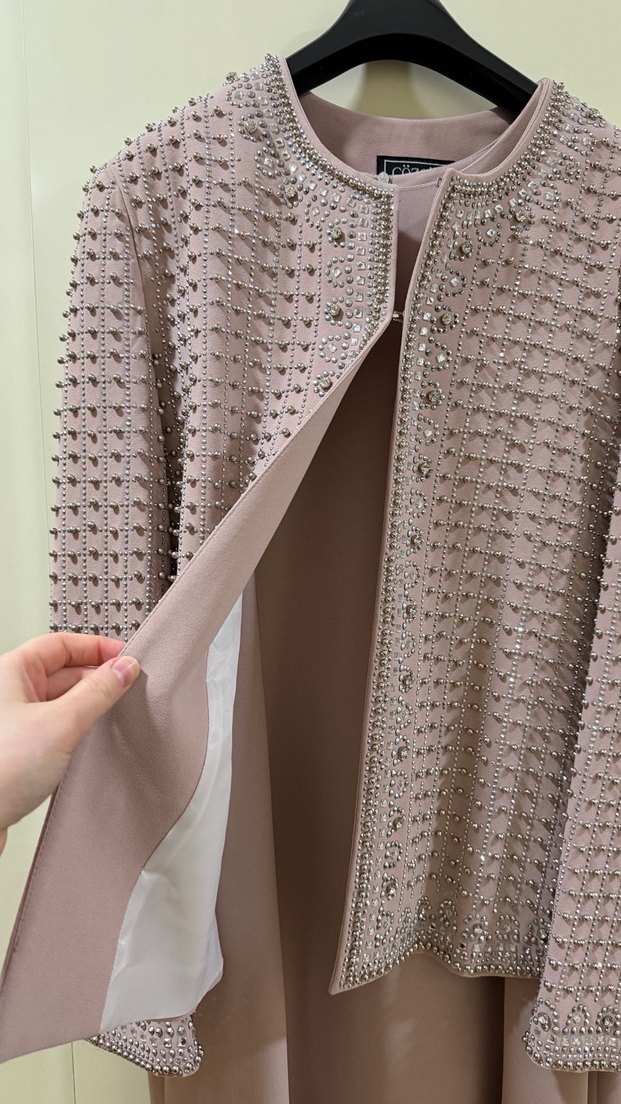 Gül kurusu Uzun Triko Kadın Elbise - Görsel 3