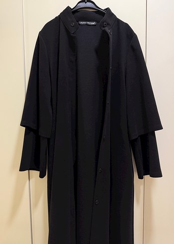 Kadın Siyah Uzun Goth Ofis Kabanı - Görsel 8