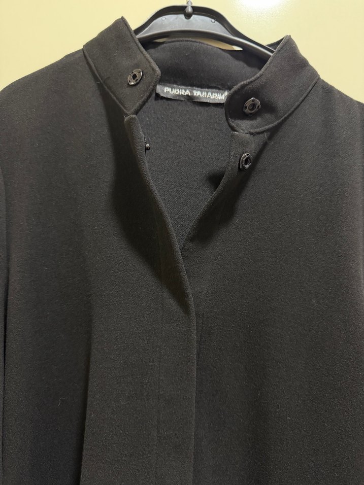 Kadın Siyah Uzun Goth Ofis Kabanı - Görsel 2