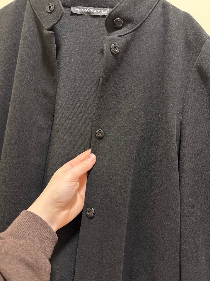 Kadın Siyah Uzun Goth Ofis Kabanı - Görsel 4