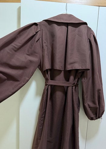 Kahverengi Kemerli Uzun Kadın Trençkot - Görsel 8