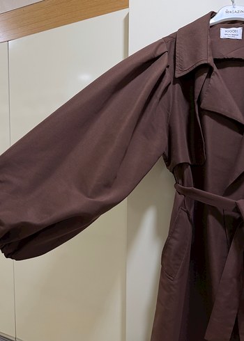 Kahverengi Kemerli Uzun Kadın Trençkot - Görsel 3