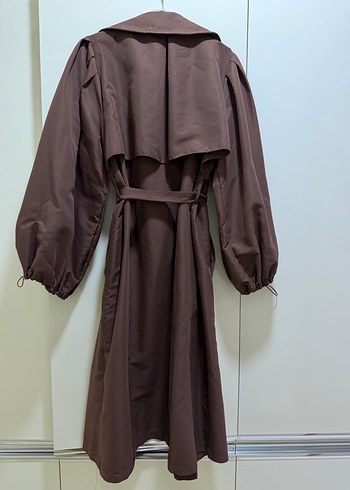 Kahverengi Kemerli Uzun Kadın Trençkot - Görsel 7