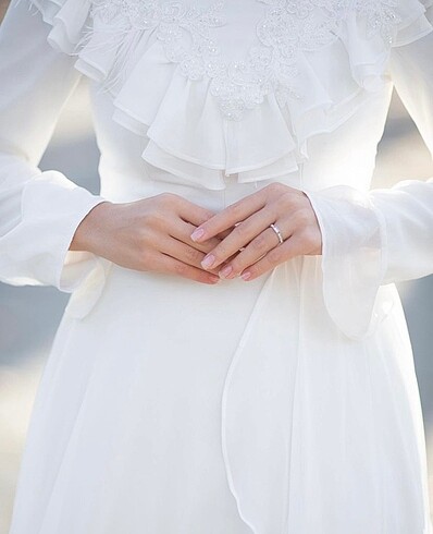 m Beden beyaz Renk tesettür nikah elbisesi