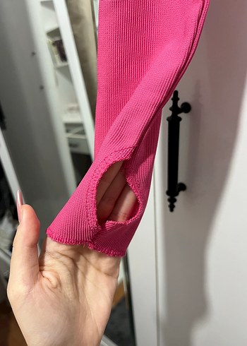 Diğer Pembe Fermuarlı Dar Kesim Kadın Crop
