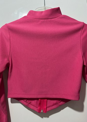 s Beden Pembe Fermuarlı Dar Kesim Kadın Crop