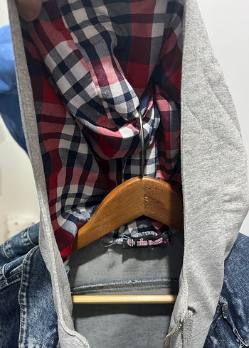 s Beden mavi Renk Gri Kapüşonlu Kadın Denim Kot Ceket