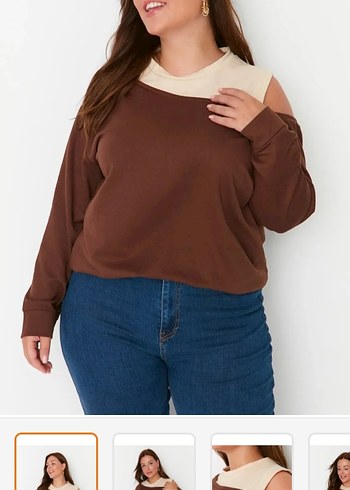 Kahverengi Süet Kadın Sweatshirt