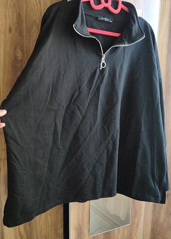 Siyah Kadın Fermuarlı Yarım Boğaz Sweatshirt