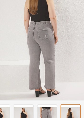 42 Beden Gri troklu wide leg Jean