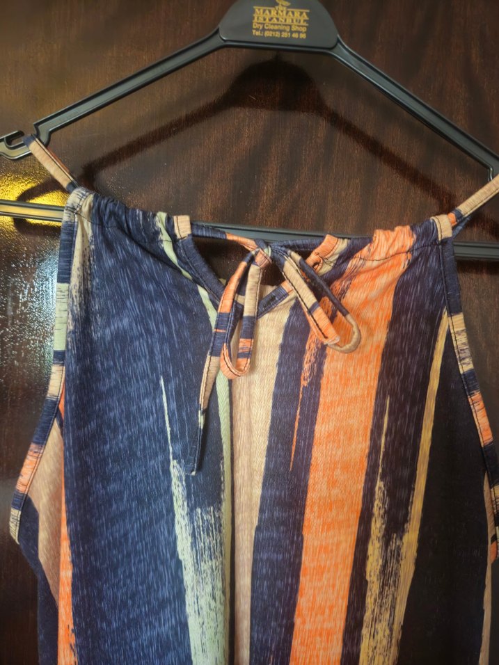 Çok Renkli Batik Desenli yazlık elbise - Görsel 2