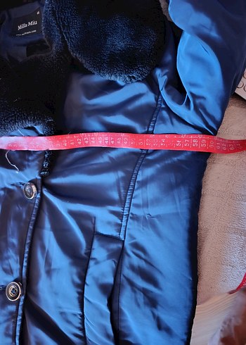 Koyu Mavi Kadın Kışlık Kürklü Ceket - Görsel 6