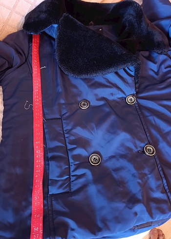 Koyu Mavi Kadın Kışlık Kürklü Ceket - Görsel 7