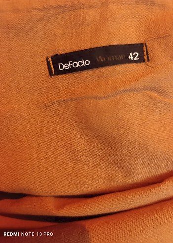 DeFacto Kahverengi Volanlı Keten Midi Elbise - Görsel 5