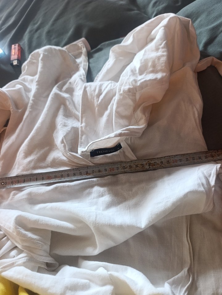 Keten beyaz yumuşak plaj elbisesi - Görsel 3