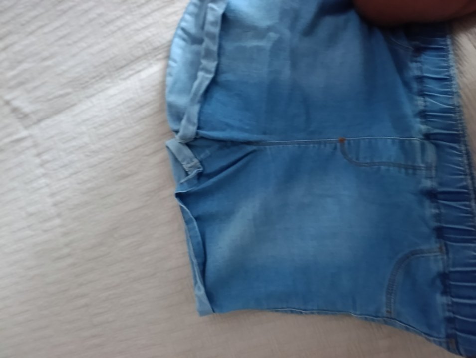 Beli Lastikli Mini Mavi Denim Şort - Görsel 4