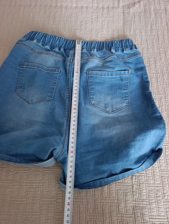 Beli Lastikli Mini Mavi Denim Şort - Görsel 3