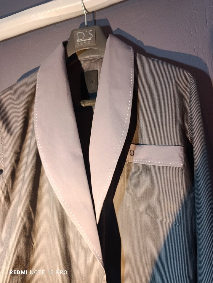 Gri Erkek uzun Kollu Uzun Boy Sabahlık - Görsel 3