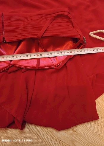 koyu kırmızı Drapeli Straplez Abiye Elbise - Görsel 7