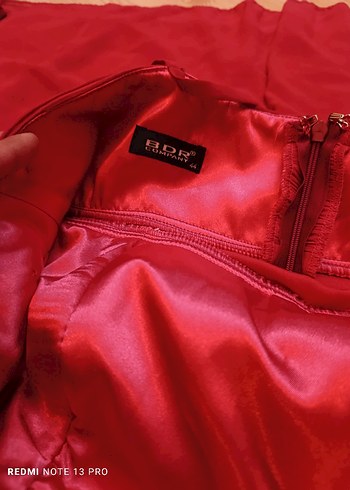 koyu kırmızı Drapeli Straplez Abiye Elbise - Görsel 6