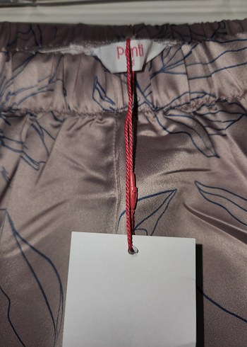 xs Beden Penti Çiçekli Uzun Kadın Saten Pijama Altı