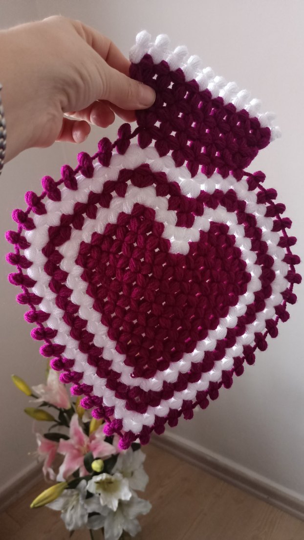 Şalgam rengi - Beyaz Kalp Desenli Banyo Lifi - Görsel 3