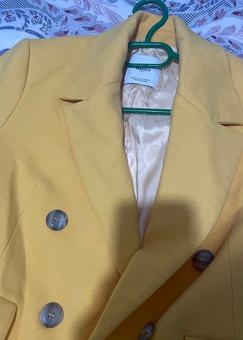Sarı Midi Düğmeli Kadın Kaban - Görsel 5