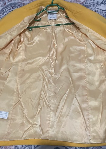 Sarı Midi Düğmeli Kadın Kaban - Görsel 4