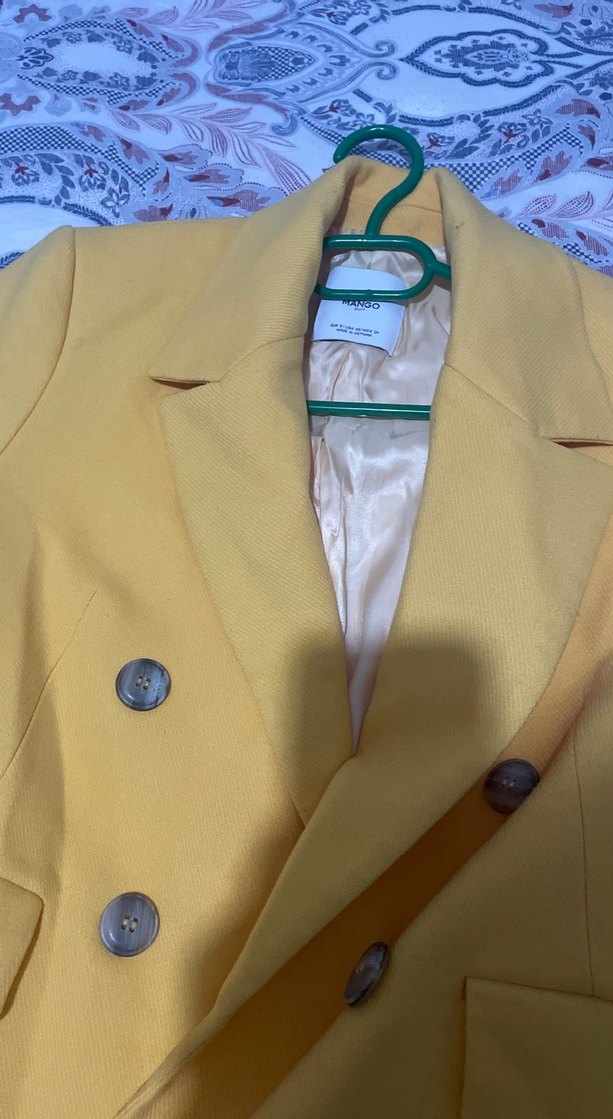Sarı Midi Düğmeli Kadın Kaban - Görsel 5